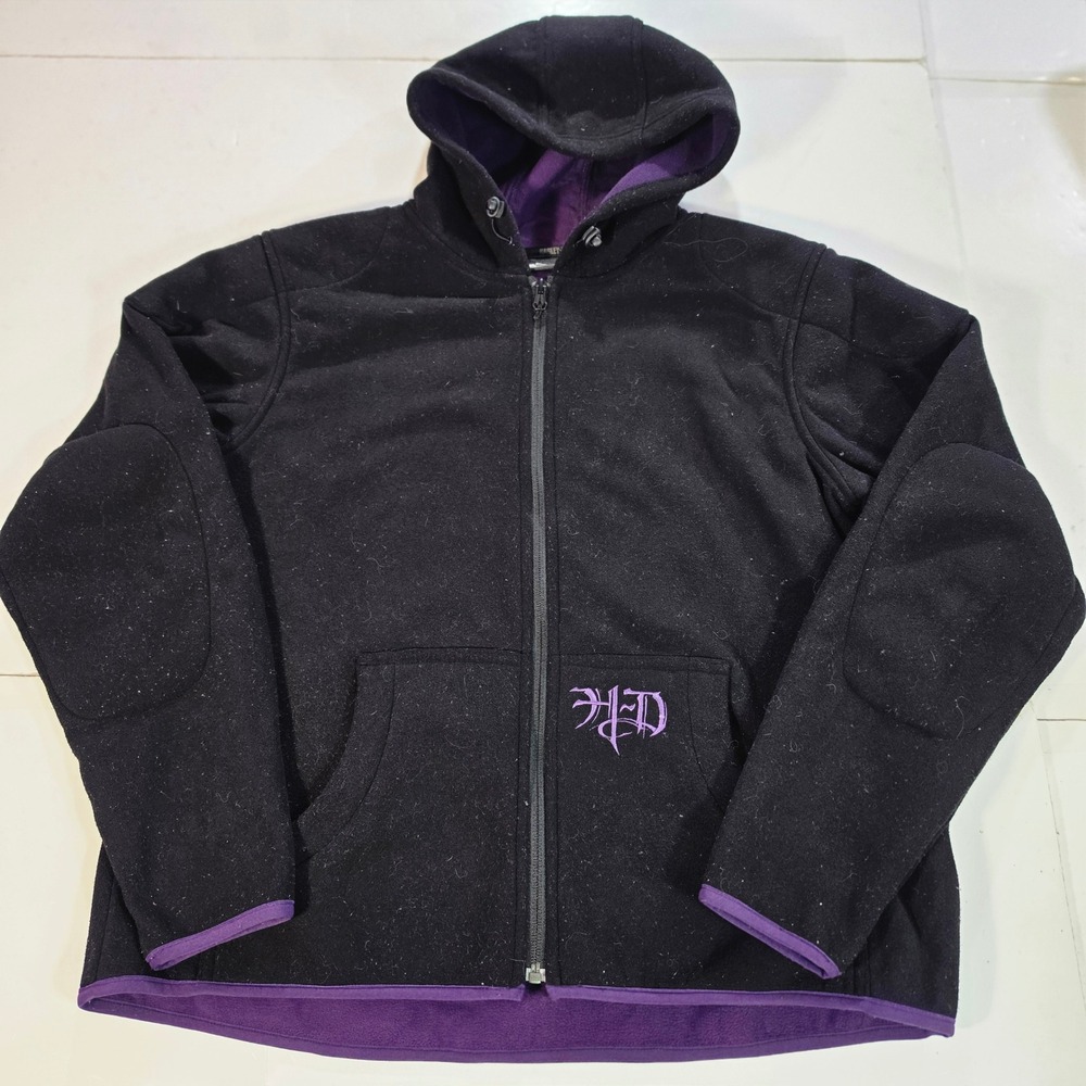 Harley-Davidson Womens XL Black Purple Fleece Full Zip Winged Logo Hoodie Jacket